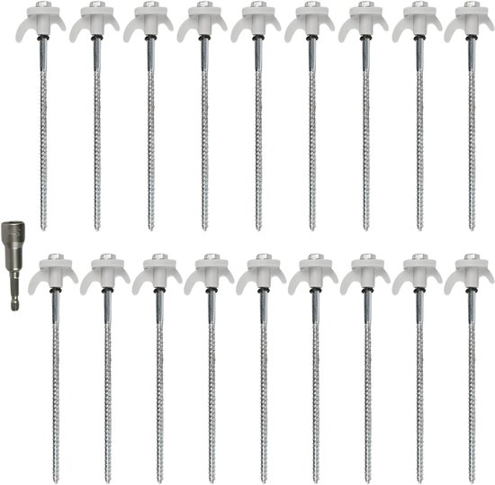 Tentharingen - met Adapter - Schroefharingen - 20 stuks - RVS - Robuuste grondspijkers - Incl koffer