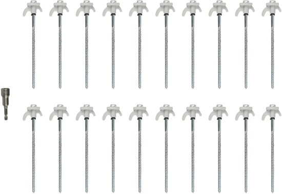 Tentharingen - schroefharingen - 20 stuks - RVS - met Adapter - Robuuste grondspijkers - Ideaal voor harde grond -