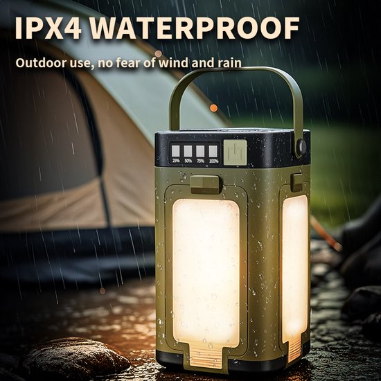 Tentlamp -Camping Lamp - Powerbank - Zonnenergie - Groen