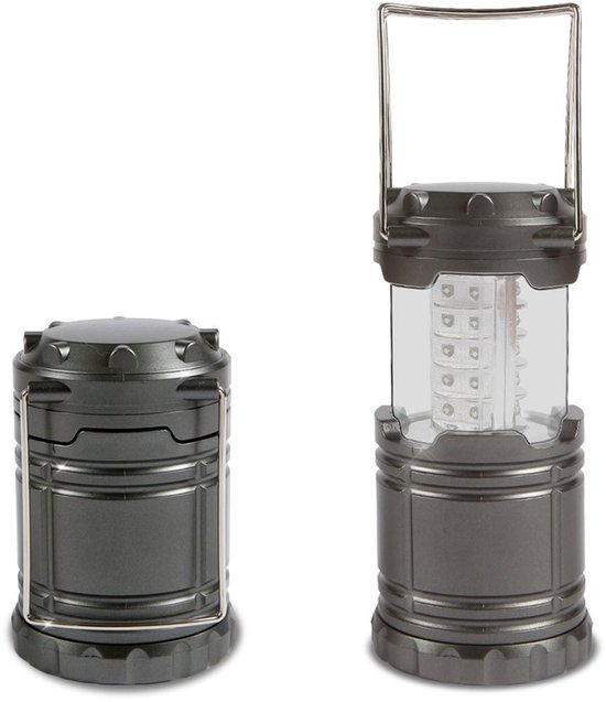 Tentlamp met 30 LED's, waterdichte kampeerlamp, werkt op 3 AA-batterijen, noodlamp, draagbare kampeerlamp, werklamp en zaklamp (grijs) van Merkloos