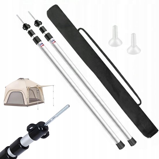 Tentstokken - Telescopisch Aluminium (Verstelbaar) - Antislip + Regenkap - Voor Buitententen