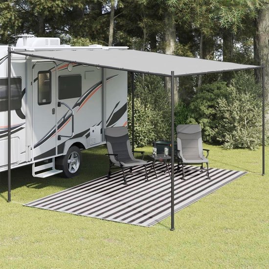 Tenttapijt - Voortent tapijt - Kamperen Buiten - Waterdoorlatend Ademend - 200x400 cm - Antraciet Wit