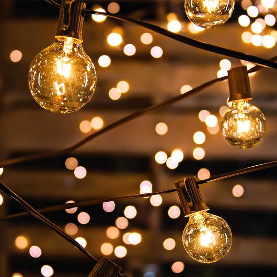 Tentverlichting 12m Waterdicht Warm Wit Lichtslinger 30+3 Bollen IP65 Voor Buiten Tuin Patio - Bruiloft Verlichting van T