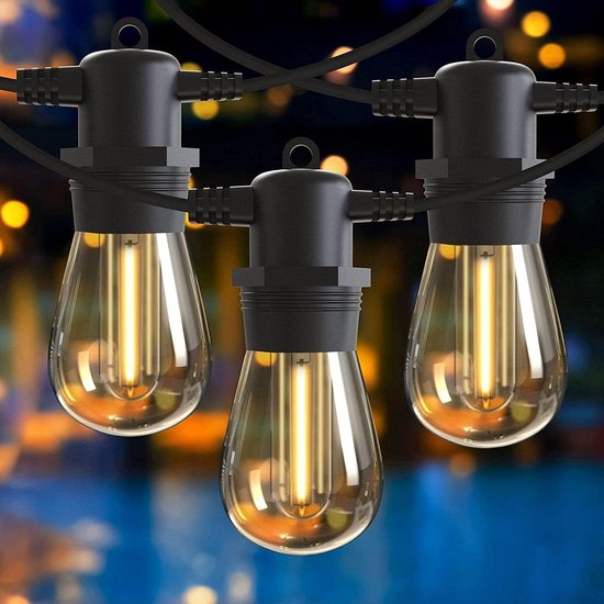 Tentverlichting 16M-53FT lichtsnoeren buiten IP65 waterdicht Lichtketting uitbreidbaar 15 +1 S14 LED-bollen buiten licht ketting tuin partij balkon Yard decoratie warm wit van T