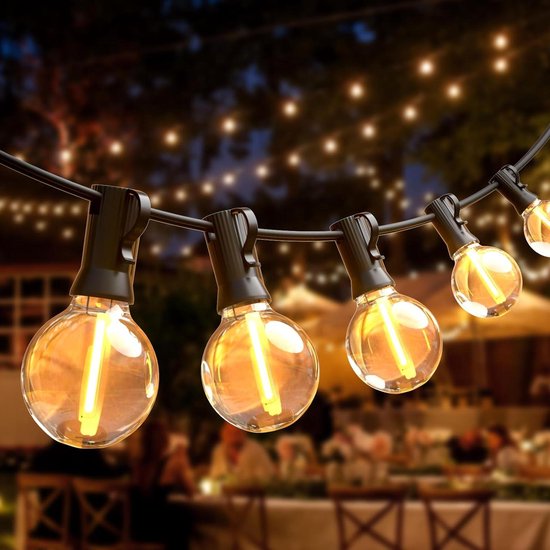 Tentverlichting Lichtslingers voor buiten Op netstroom Festoenlichten - LED-hanglampen IP44 Waterdicht Binnen-buiten Terras Patio Buiten Tuin Kerstmis Feest Bruiloft Decoratieverlichting van T