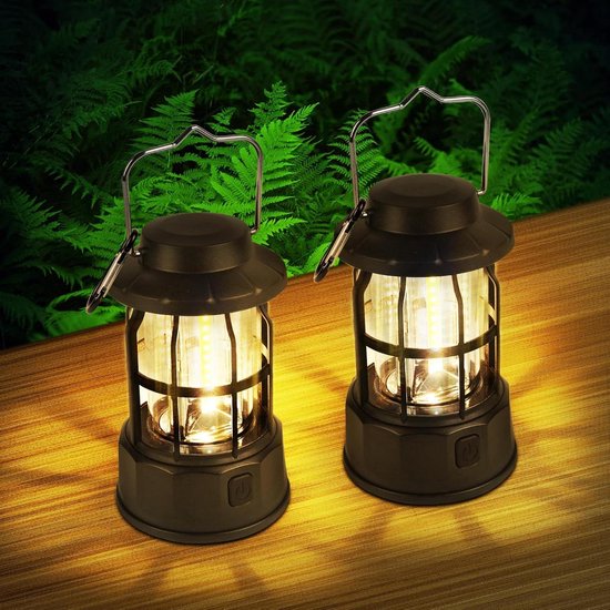 Tentverlichting Retro campinglantaarns - Draagbare campingverlichting op batterijen - IPX4-waterdicht - Vintage COB-hangtentlamp voor buiten - Wandelen in de tuin - Noodgeval