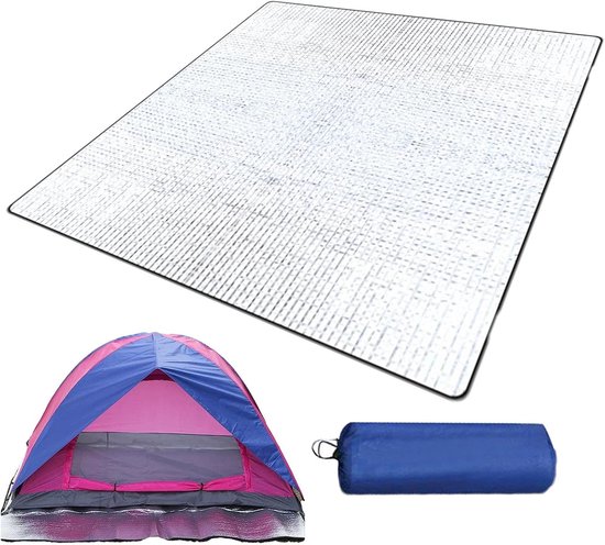 Tentvloermat - Campingmat - Outdoor Reizen - Dubbelzijdig Aluminium - 200 x 200 cm - Zilver