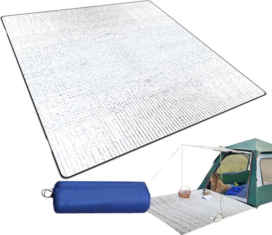 Tentvloermat - Isolerend grondzeil - Kamperen en wandelen - Dubbelzijdig aluminiumfolie - 195 x 180 cm - Veelkleurig