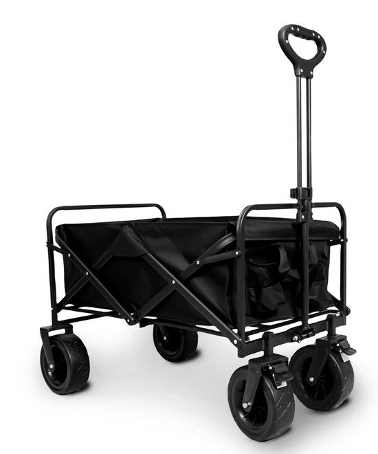 TerraGear Bolderkar opvouwbaar - Tot 150KG draagvermogen - 98L capaciteit - Dikke banden met rem - Zwart van TerraGear