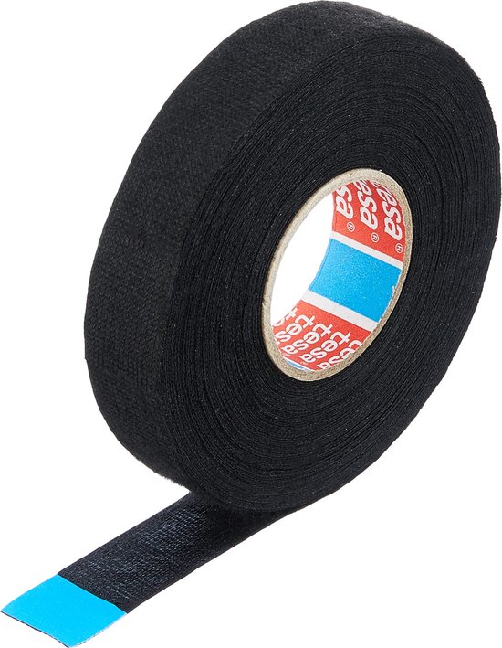 TESA 51608 - Stoffen tape voor kabelbundels - 19 mm x 25 m - Zwart - Hoogwaardige PET-vlies tape