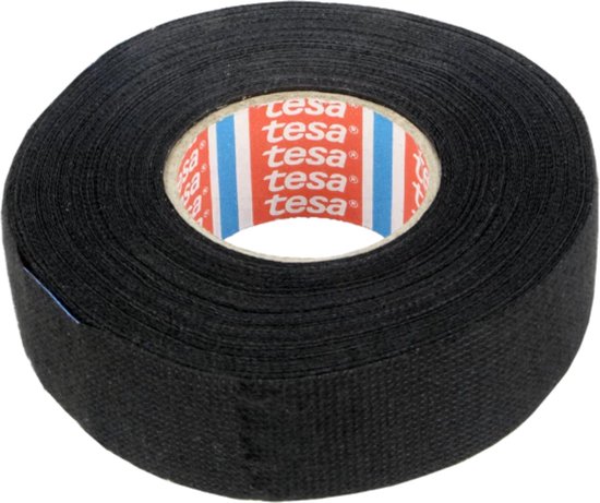 TESA Linnentape PET-wol - 25 mm breed - 300 um dik - Tot 105 graden - 15 meter - zwart van Tesa