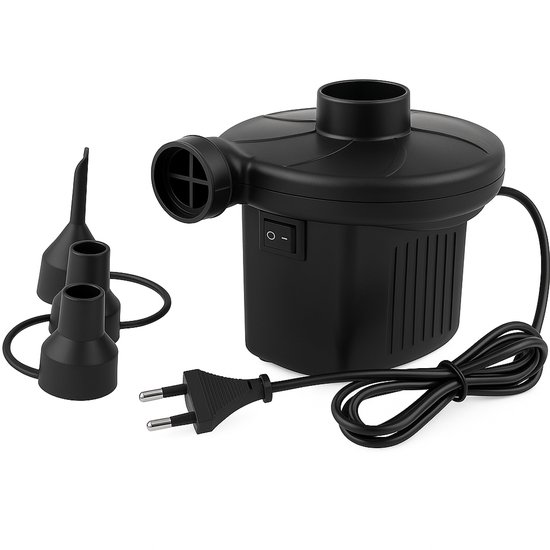 THAR Elektrische Luchtpomp 150 W – EU Stekker – Met 3 Opzetstukken – Snel Opblazen & Leegzuigen – Voor Luchtbedden, Zwembanden, Speelgoed & Vacuumzakken – Compact & Lichtgewicht van Merkloos