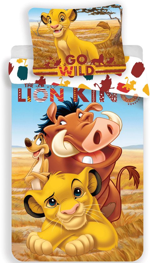 The Lion King Dekbedovertrek, Go Wild - 140x200 + 70x90cm - Katoen van Disney