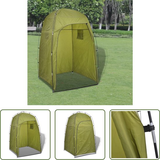 The Living Store Douchetent Groen 130x130x210 cm - Glasvezel - Privacy - 2 Opbergvakken van The Living Store