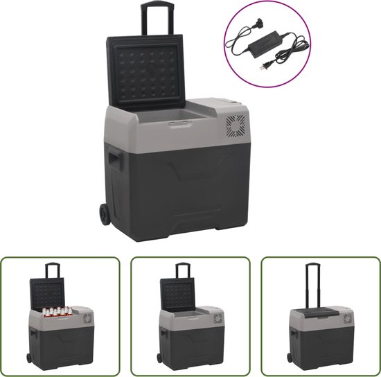 The Living Store Draagbare koelbox - Grote inhoud - Efficiënte koeling - Dubbele modus - Autoaccu bescherming - Anti-trillingsfunctie - Draagbaar ontwerp - Zwart en grijs - 40L van The Living Store