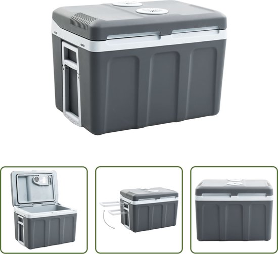 The Living Store Draagbare Thermo-elektrische Koelbox - 45L - Grijs en Wit van The Living Store