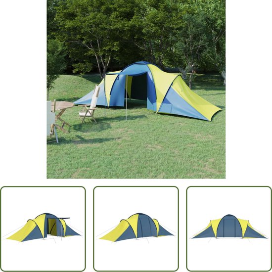 The Living Store Grote Tent - Campingtent 6 Personen - 576 x 235 x 190 cm - Blauw/Geel van The Living Store