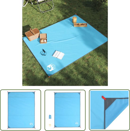 The Living Store Outdoordeken Picknickkleed - 205 x 155 cm - Waterdicht Blauw van T