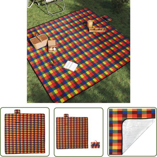 The Living Store Picknickdeken - Compact en Vochtbestendig - 200 x 200 cm - Meerkleurig Geruit van T