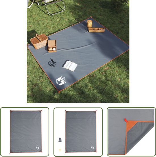 The Living Store Picknickkleed Waterdicht en Winddicht 205x155 cm Grijs/Oranje van T