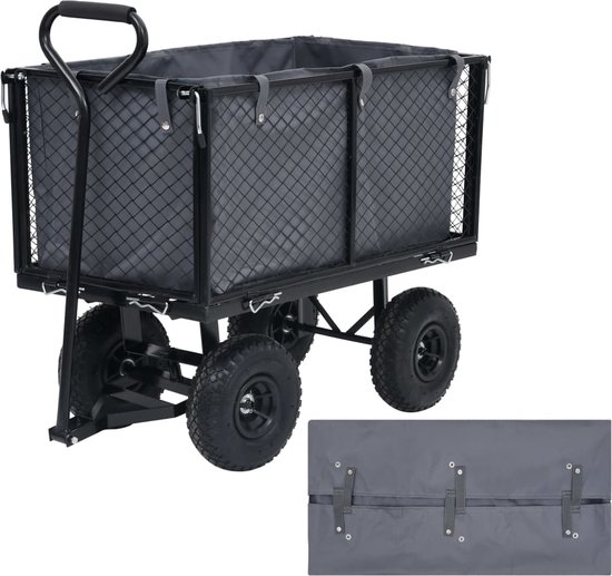 The Living Store Tuinwagenvoering - Polyester - 81x41x40 cm - Donkergrijs van Merkloos