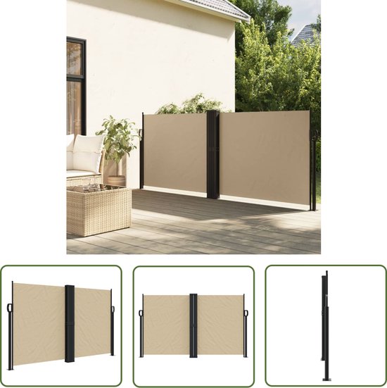 The Living Store Windscherm voor Tuin of Balkon - Uittrekbaar - Beige - 140 x 1.200 cm - Water- en UV-bestendig van T