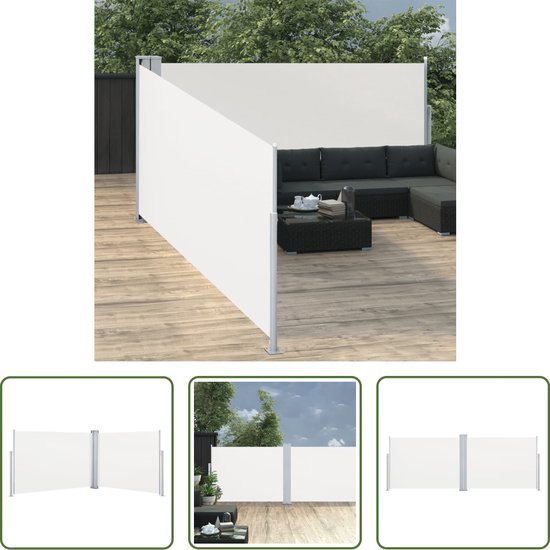 The Living Store Zijluifel Grote Uitrolbaar - Crème - UV-bestendig Polyester - Verstelbaar tot 1000 cm - Inclusief Palen van The Living Store