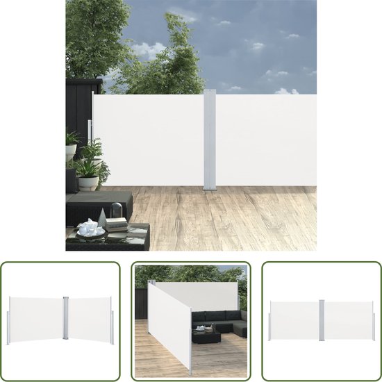 The Living Store Zijluifel - Grote zijluifel - 140 x (0-1000) cm - Automatische terugrol - UV-bestendig - Polyester met PU-coating - Incl - bevestigingsaccessoires - Crème kleur van T