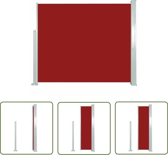 The Living Store Zijluifel - Grote zijluifel - Uittrekbare zonwering - 300 x 120 cm - Groengrijs en rood van T