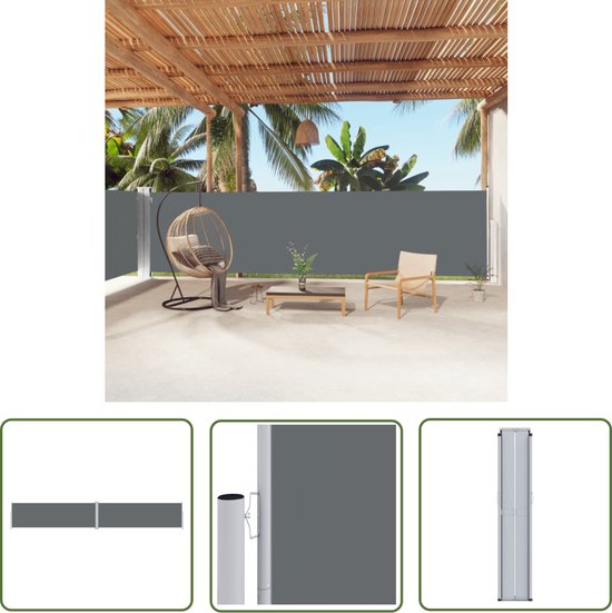 The Living Store Zijluifel Tuin - 160 x (0-1000) cm - UV-bestendig Polyester - Antraciet van T