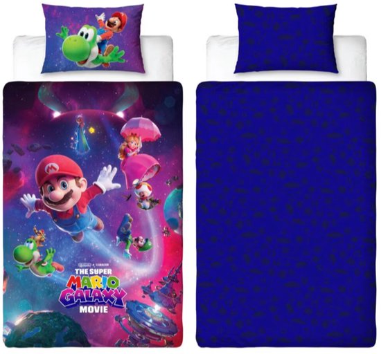The Super Mario Galaxy Movie Dekbedovertrek - 140x200 cm - Kinderdekbedovertrek Dubbelzijdig - Omdraaien voor ander patroon van Merkloos