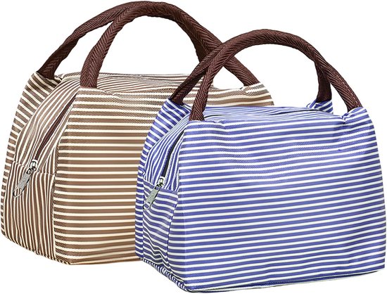 Thermal Bag – Kleine Lunchkoeler – Geïsoleerde Lunch Tas – Oxford Stof – Opvouwbare Lunchbox – School – Camping – Reizen – 23 x 17 x 13 cm – Draagbare Koeltas – Set van 2 van Merkloos