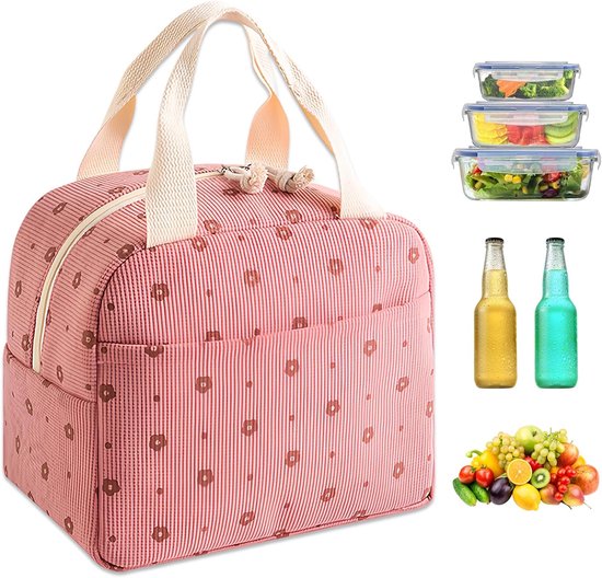Thermal Lunch Bag - Kleine Geïsoleerde Lunchtas - Cooler Bag voor Vrouwen - Draagbare Lunchtas - Thermische Tas voor Voedsel - Kleine Koeltas voor Maaltijden - School - Kantoor - Picknick van Merkloos