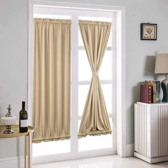 Thermisch geïsoleerde verduisteringsgordijnen voor Franse deuren, lichtdoorlatende panelen, beige, 137 cm x 1 paneel