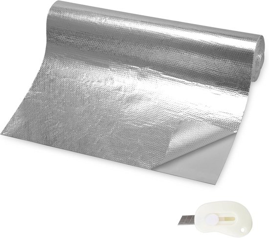 Thermische Beschermmat van Aluminium, 30 x 500 cm, Zelfklevend, Isolatie, Warmtebescherming voor Slangen en Kabels