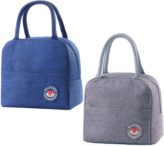 Thermische Draagtas - 2pcs Draagbare Voedsel Draagtas Werktas Isothermische Tas Lunchtas Kleine Strand Koeler Bento Zak Luchtdichte Maaltas Maaltijdzakken Picknick Lunch Organizer Handtas van Merkloos