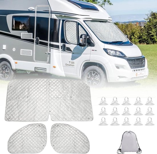 Thermische mat voor Ducato, Peugeot Boxer en Citroen Jumper 2006-2021, 3-delige cabine isolatie voor warmtebehoud en privacybescherming