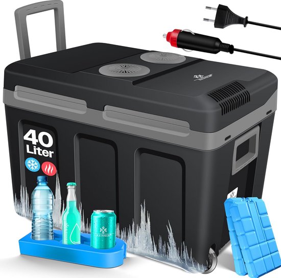 Thermo-elektrische Koelbox - Mobiele Koelkast - Warm Houden Koelen - Eco Stand - 40 Liter - Zwart Grijs