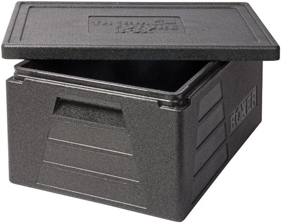 Thermo Future Box Square GN 1/1 Premium Transport Box, Warming Box and Insulation Box with Lid, Thermobox Made of EPP (Expanded Polypropylene), Black, 42 Litre Boxers van Merkloos
