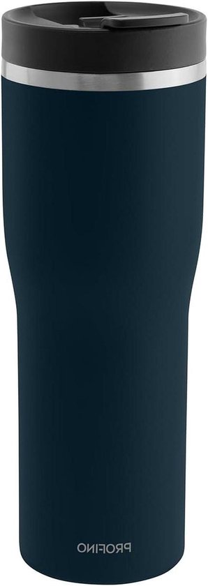 Thermo To Go beker - Koffiebeker RVS - Drinken onderweg - Lekvrij dubbel sluitsysteem - 05 liter - Blauw