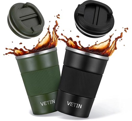 Thermobeker Koffie To Go 380 ml met Lekvrij Deksel - Set van 2