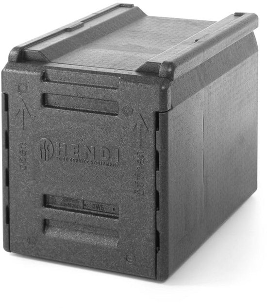 Thermobox 66L 5 Vakken 65mm Tussengids GN 1/1 Koelbox Isolatiebox Afneembare Deur Extra Hoge Stapelranden Geschikt voor Euro Pallets 600x400x(H)490mm HDPE van Merkloos
