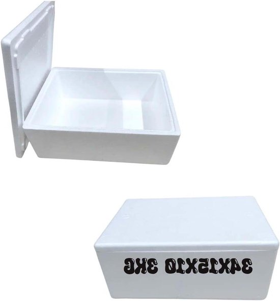 Thermobox Polystyreen - Isolerende Koelbox - Temperatuur Behoud - Luchtdicht Deksel - 34 x 15 x 10 cm - Wit