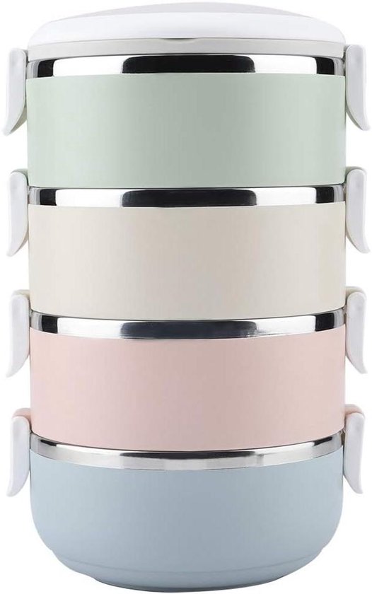 Thermos Lunchbox - Bento Box Voedselcontainer - Lunch Meenemen - Verstelbare Capaciteit - 2800 ml - Zilver