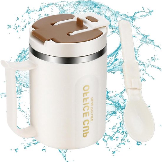 Thermosbeker met Handvat - Reismok RVS - Warme Dranken Meenemen - Dubbelwandig Geïsoleerd - 500ml - Koffie