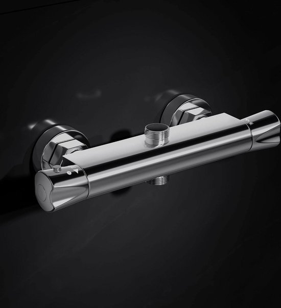 Thermostatische Douchemengkraan met Dubbele Uitgang - Chroom - Wandmontage - 264 mm - 1/2" BSP - 3/4" BSP van T