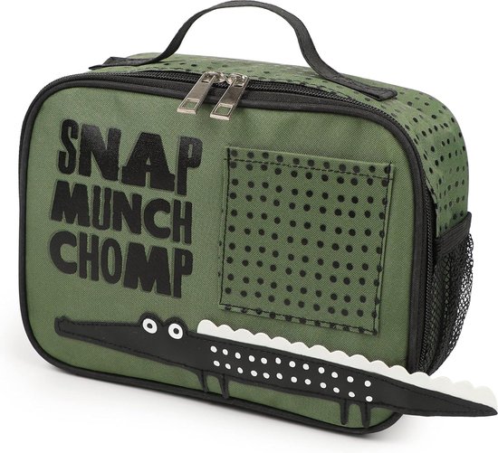 Thermotas, geïsoleerde tas voor bentoboxs van je kinderen, schattig krokodillenpatroon met 1,5 l volume, beschermt cosmetica, levensmiddelen, ijs tegen temperatuurveranderingen en vuil van T