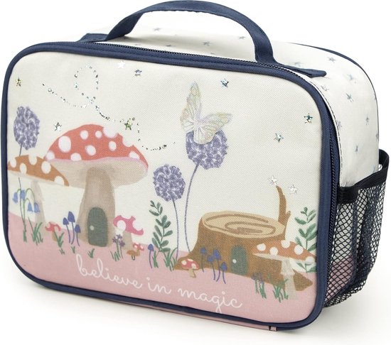 Thermotas, geïsoleerde tas voor bentoboxs van je kinderen, schattig paddenstoelbospatroon met 1,5 l volume, beschermt cosmetica, levensmiddelen, ijs tegen temperatuurveranderingen en vuil van T