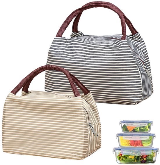 Thermotas Klein - Geïsoleerde Lunchtas - Opvouwbare Koeltas - Draagbaar - 2 Stuks - Scheurbestendig Oxford-stof - 23x17x13 cm