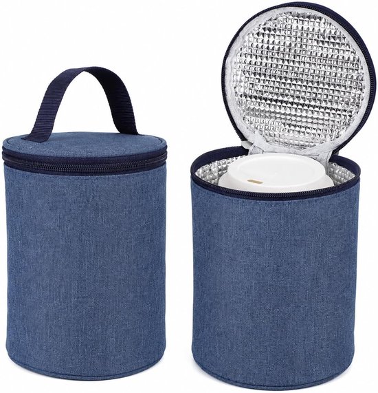 Thermotas voor Soepbekers - 2 Stuks - Compacte Koeltas voor Eten en Drinken - Geïsoleerde Lunchtas met Handvat voor Onderweg en Babyflessen - 12x16 cm